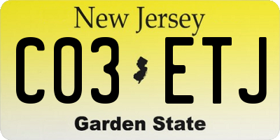 NJ license plate C03ETJ