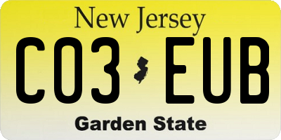 NJ license plate C03EUB