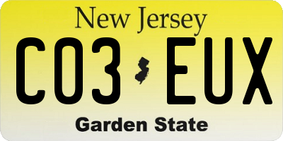 NJ license plate C03EUX