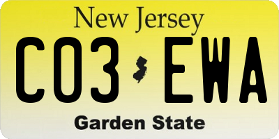 NJ license plate C03EWA