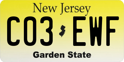 NJ license plate C03EWF