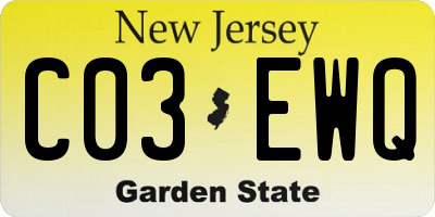 NJ license plate C03EWQ