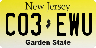 NJ license plate C03EWU