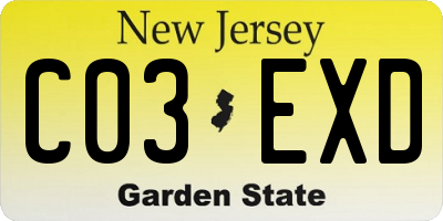 NJ license plate C03EXD