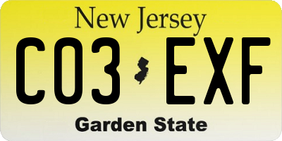 NJ license plate C03EXF