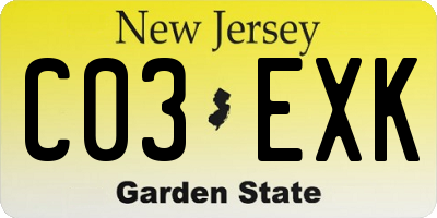 NJ license plate C03EXK