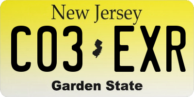 NJ license plate C03EXR