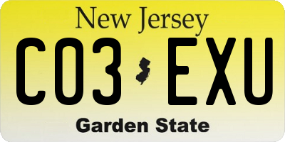 NJ license plate C03EXU
