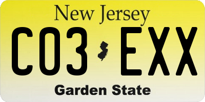 NJ license plate C03EXX