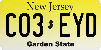 NJ license plate C03EYD