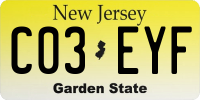 NJ license plate C03EYF