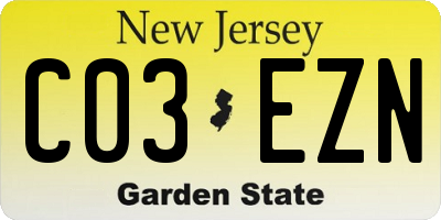 NJ license plate C03EZN