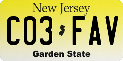 NJ license plate C03FAV