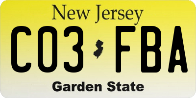 NJ license plate C03FBA