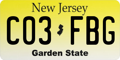 NJ license plate C03FBG