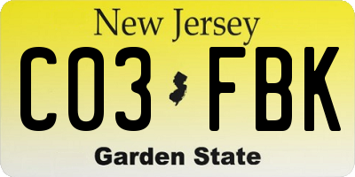 NJ license plate C03FBK