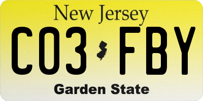 NJ license plate C03FBY
