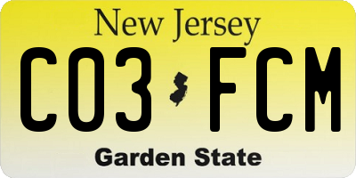 NJ license plate C03FCM