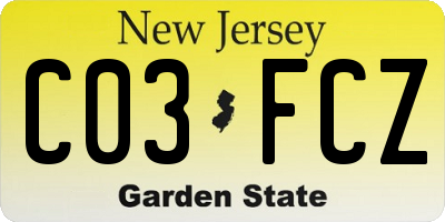 NJ license plate C03FCZ