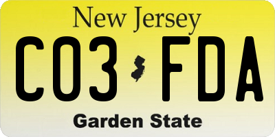 NJ license plate C03FDA