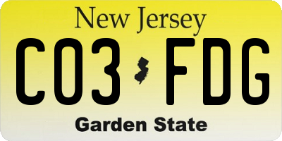 NJ license plate C03FDG