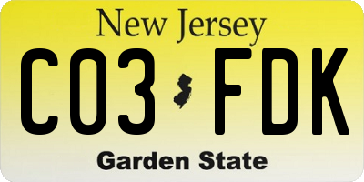NJ license plate C03FDK
