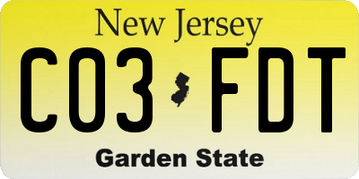NJ license plate C03FDT