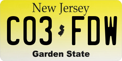 NJ license plate C03FDW