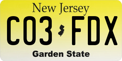 NJ license plate C03FDX