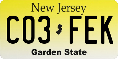 NJ license plate C03FEK