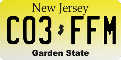 NJ license plate C03FFM