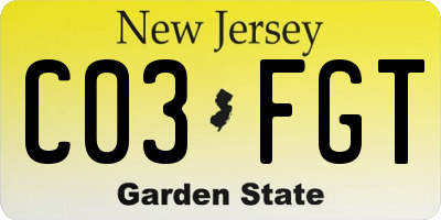 NJ license plate C03FGT