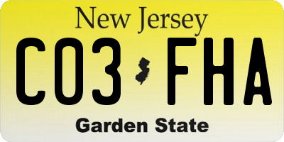 NJ license plate C03FHA