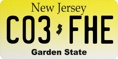 NJ license plate C03FHE
