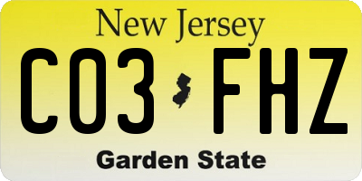 NJ license plate C03FHZ