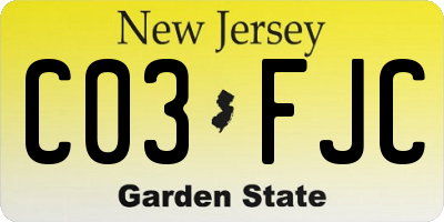 NJ license plate C03FJC