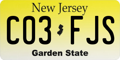 NJ license plate C03FJS