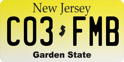 NJ license plate C03FMB
