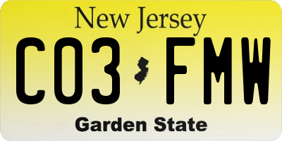 NJ license plate C03FMW