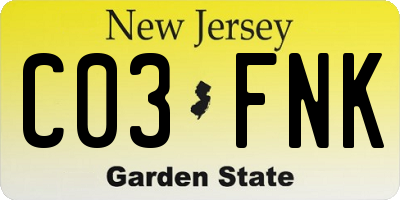 NJ license plate C03FNK