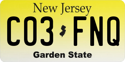 NJ license plate C03FNQ