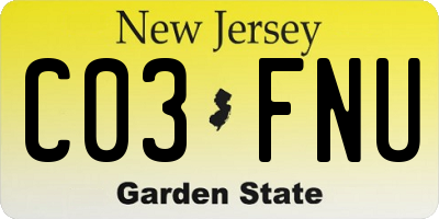NJ license plate C03FNU