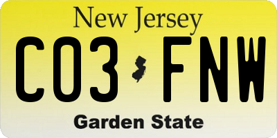 NJ license plate C03FNW