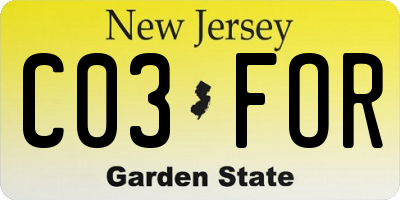 NJ license plate C03FOR