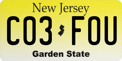 NJ license plate C03FOU