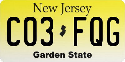 NJ license plate C03FQG