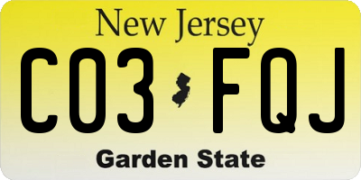 NJ license plate C03FQJ