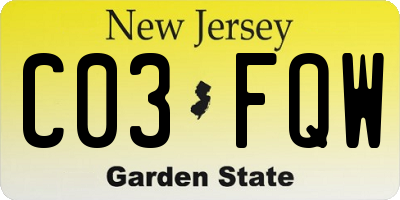 NJ license plate C03FQW