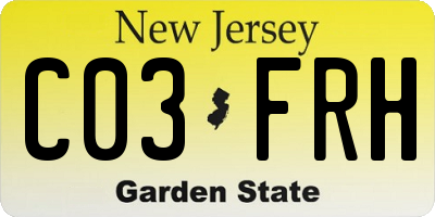 NJ license plate C03FRH