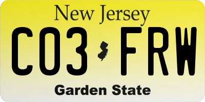 NJ license plate C03FRW